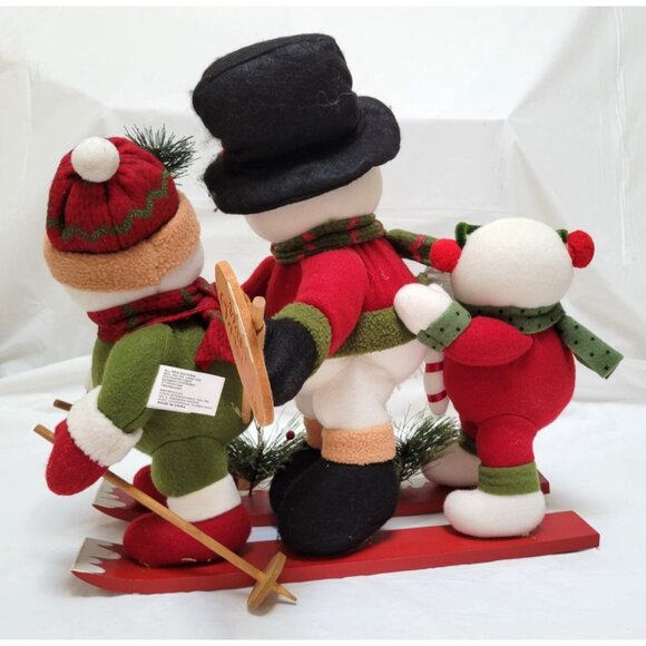 Whimsical Snowman Family Skiing Christmas Decor Approximately 14.5" Long - Picture 3 of 9